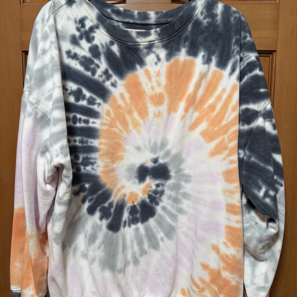 Aeropostale Tie-Dye Sweatshirt in Blue, Pink, Gray and Orange Oversized Comfy